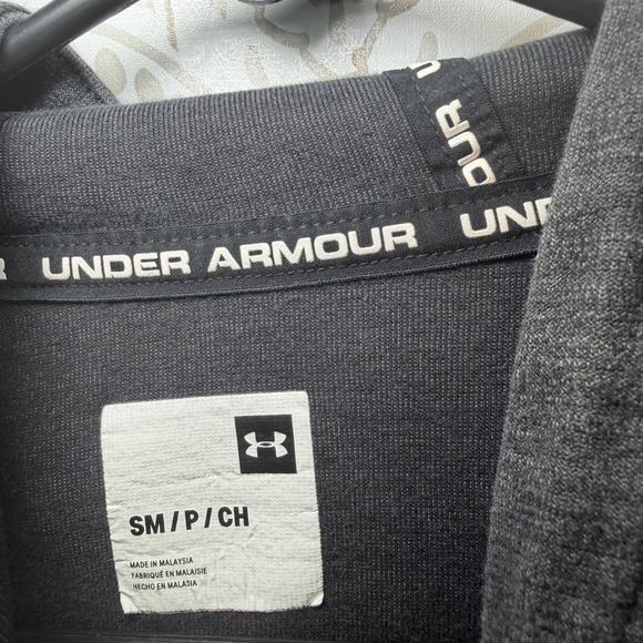 Under Armour Womens Charcoal Heather Gray Box Logo Pullover Hoodie Size Small - Picture 3 of 5
